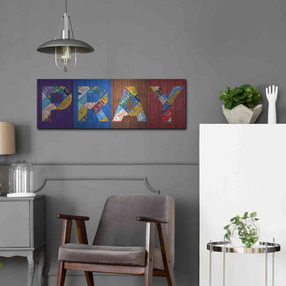 Luxe Metal Art 'Pray' by Design Turnpike, Metal Wall Art,36x12