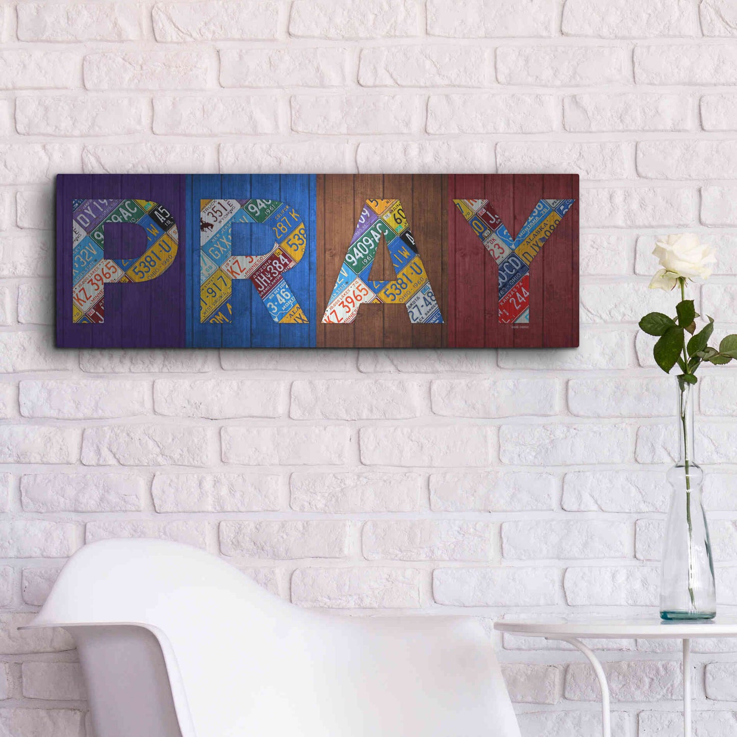 Luxe Metal Art 'Pray' by Design Turnpike, Metal Wall Art,36x12