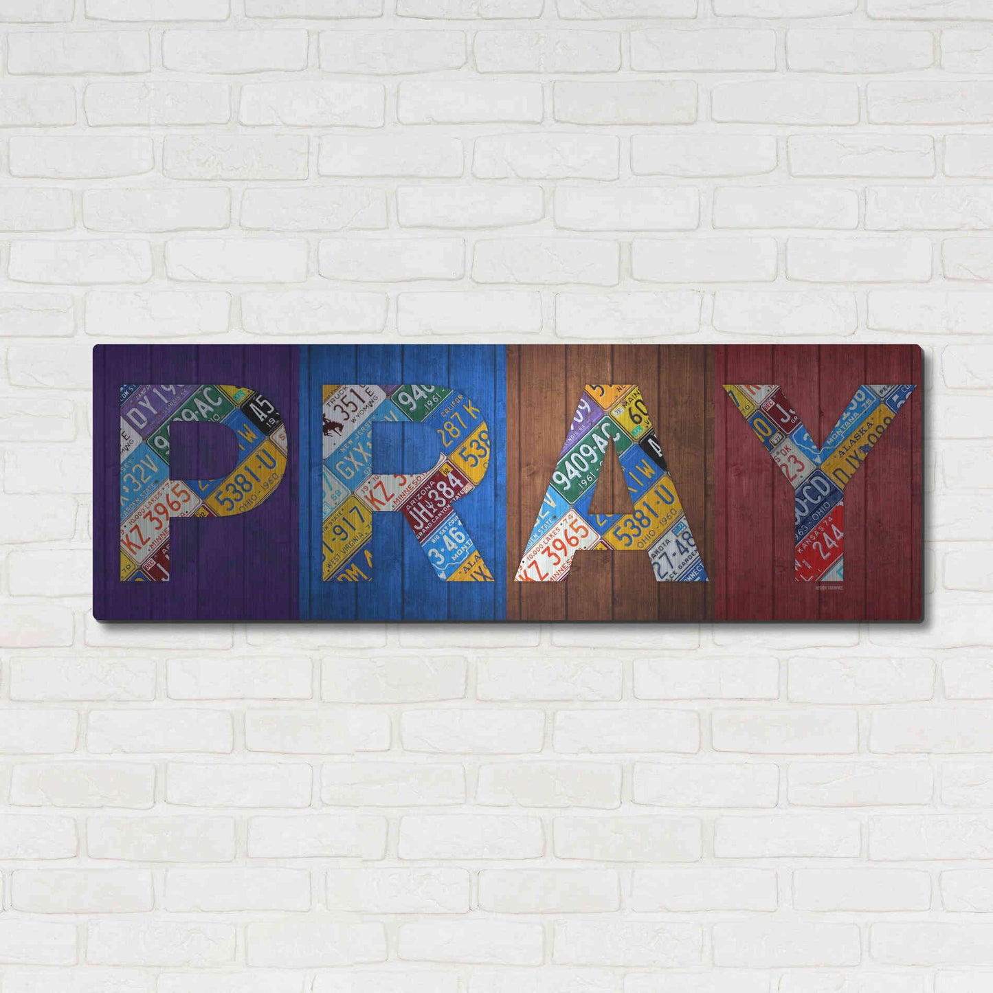 Luxe Metal Art 'Pray' by Design Turnpike, Metal Wall Art,48x16