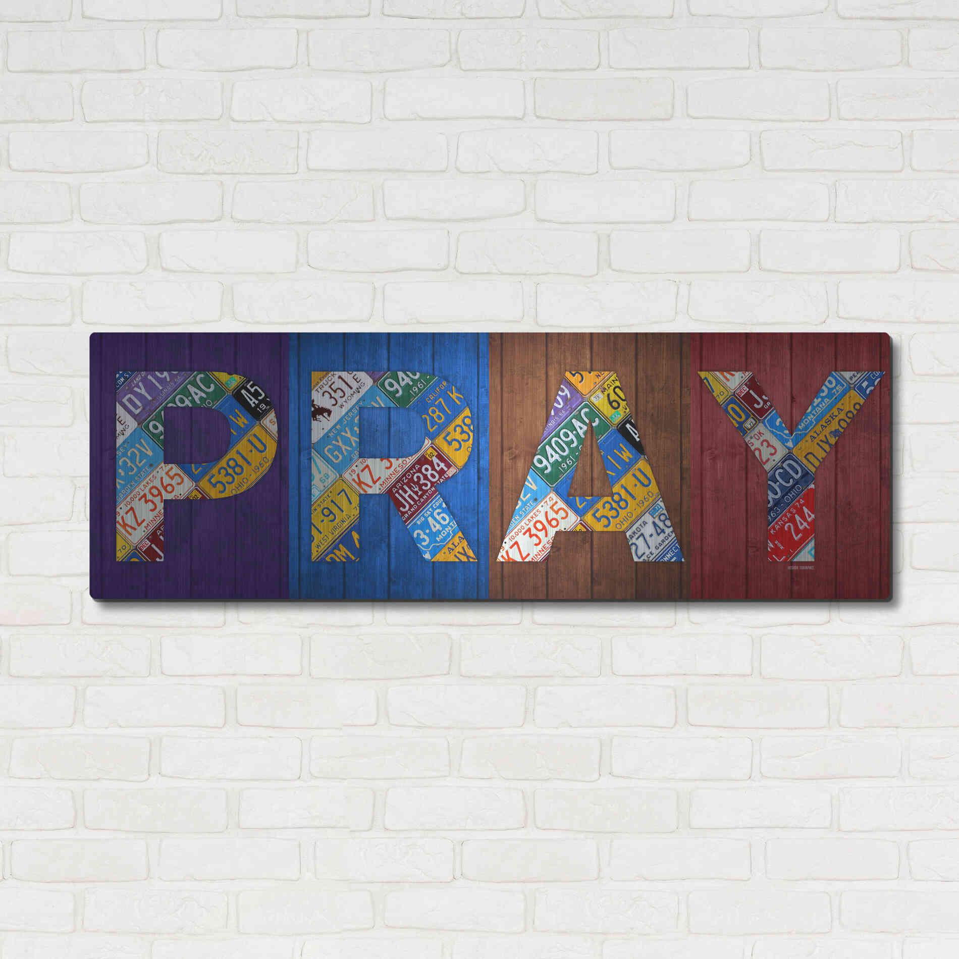 Luxe Metal Art 'Pray' by Design Turnpike, Metal Wall Art,48x16