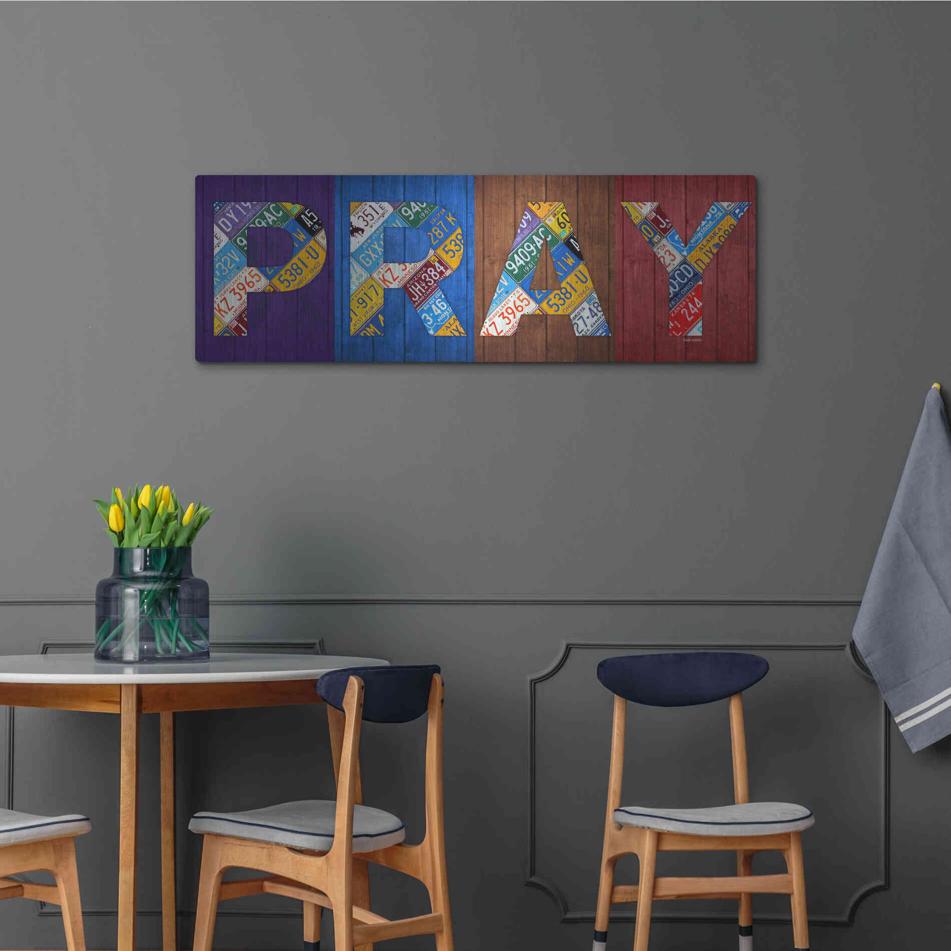 Luxe Metal Art 'Pray' by Design Turnpike, Metal Wall Art,48x16