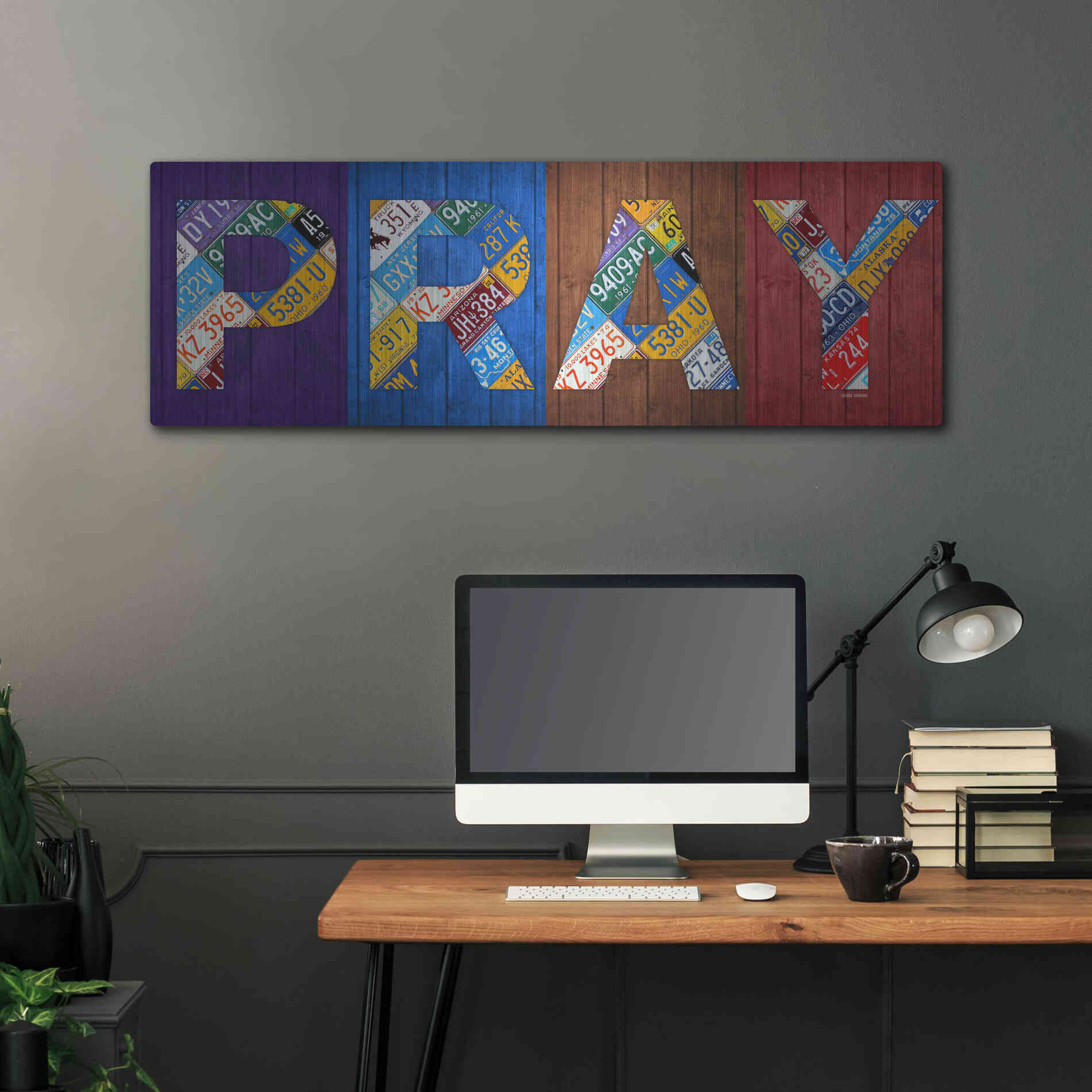 Luxe Metal Art 'Pray' by Design Turnpike, Metal Wall Art,48x16