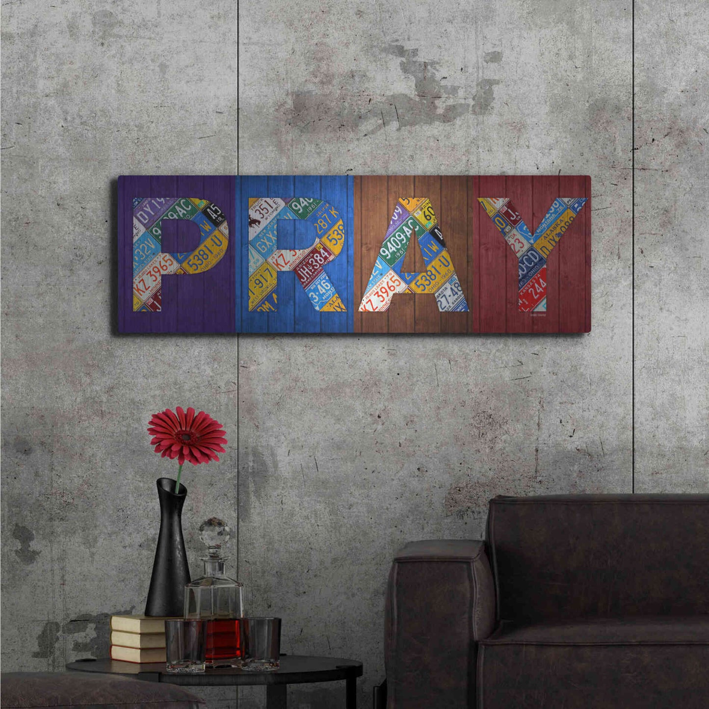 Luxe Metal Art 'Pray' by Design Turnpike, Metal Wall Art,48x16