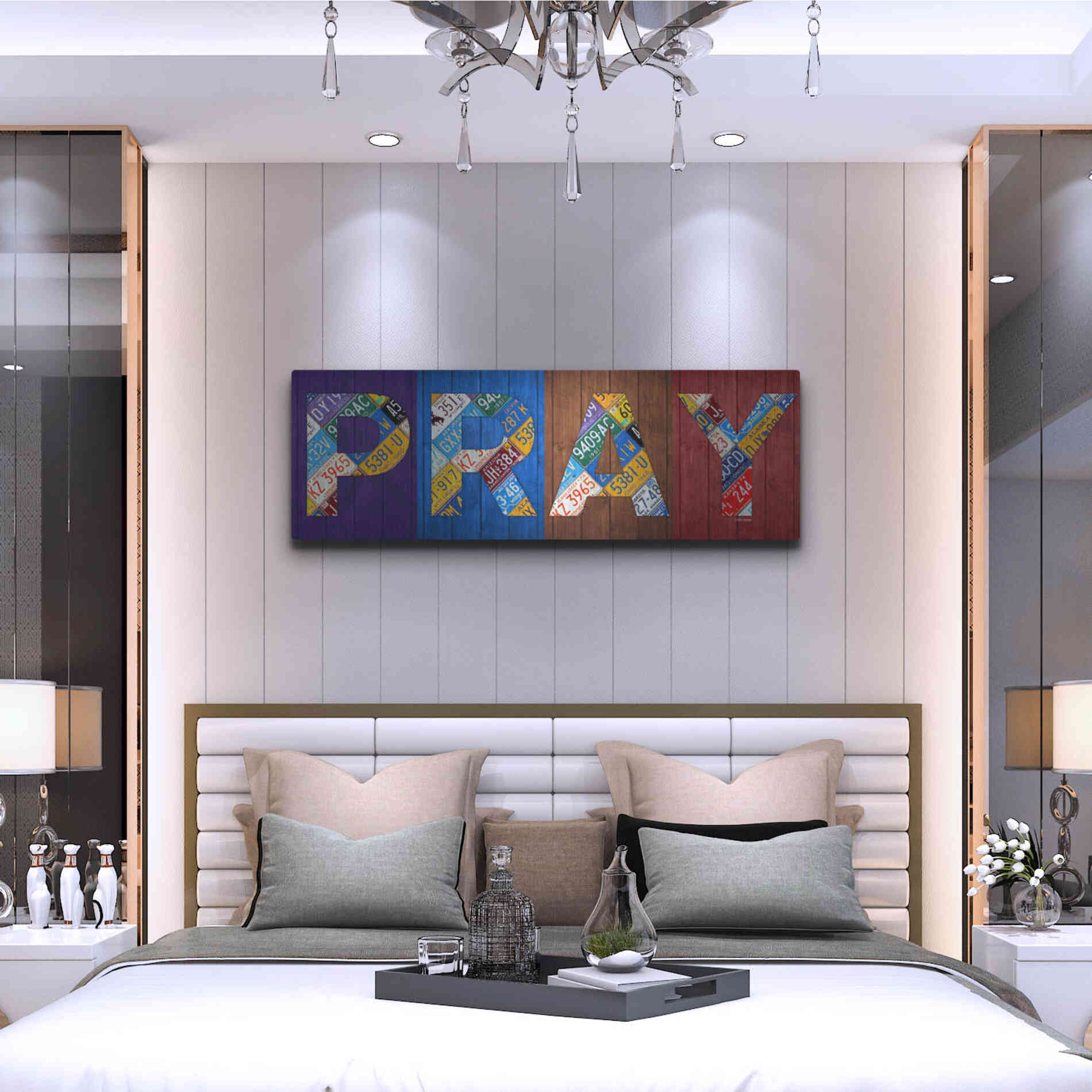 Luxe Metal Art 'Pray' by Design Turnpike, Metal Wall Art,48x16