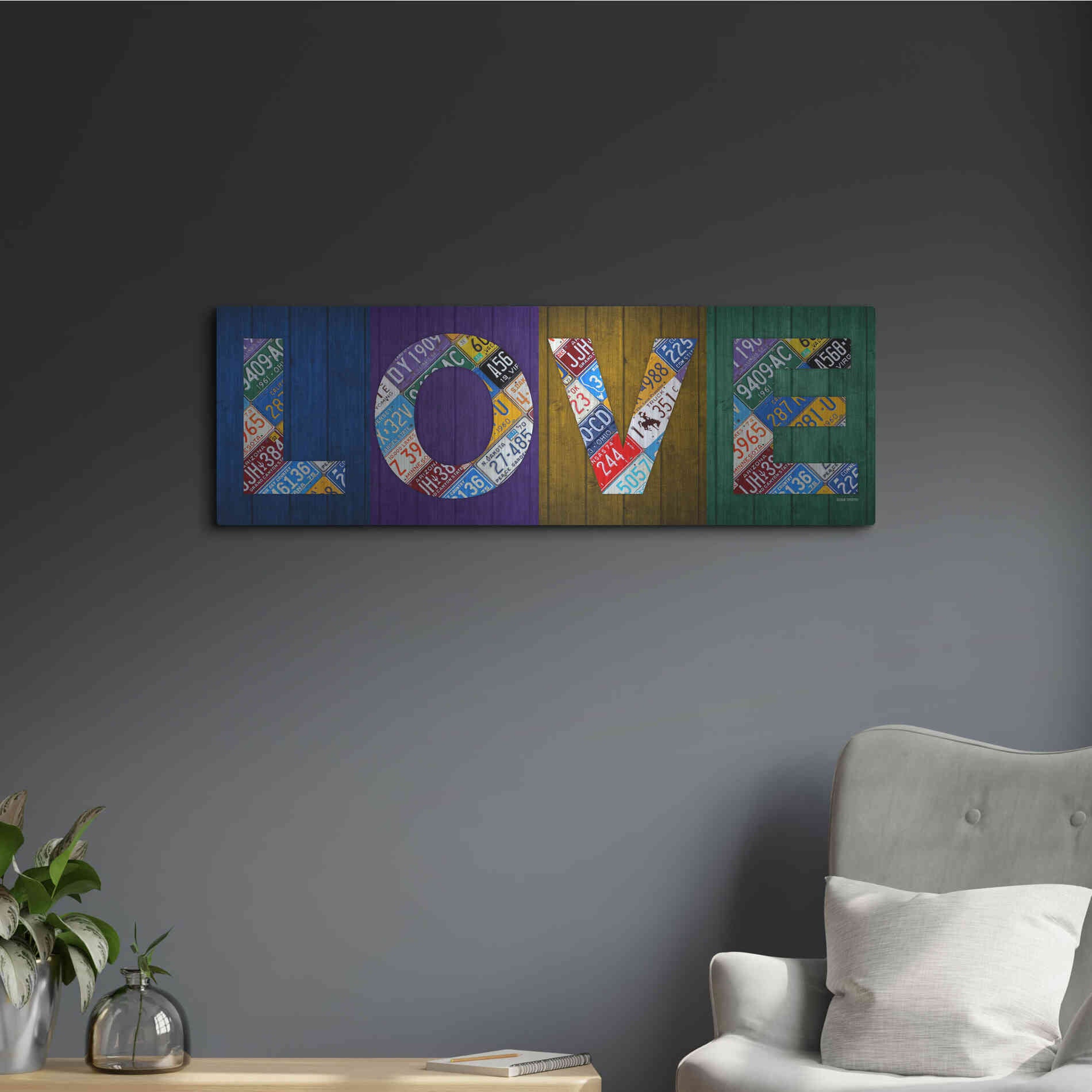 Luxe Metal Art 'Love' by Design Turnpike, Metal Wall Art,36x12