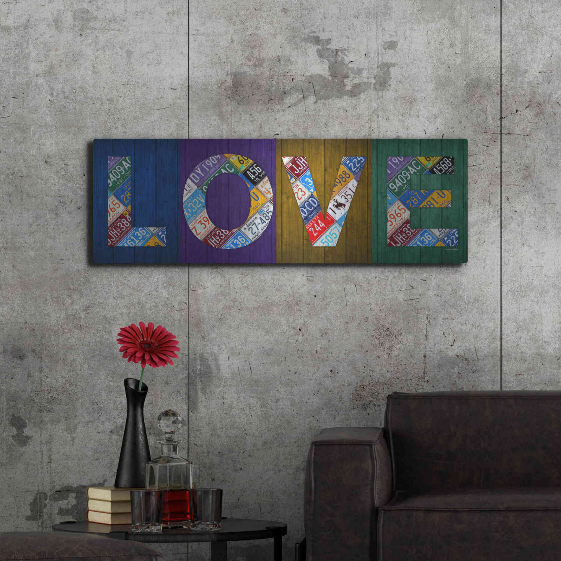 Luxe Metal Art 'Love' by Design Turnpike, Metal Wall Art,48x16