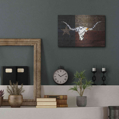 Luxe Metal Art 'Longhorn Art With Flag' by Design Turnpike, Metal Wall Art,16x12
