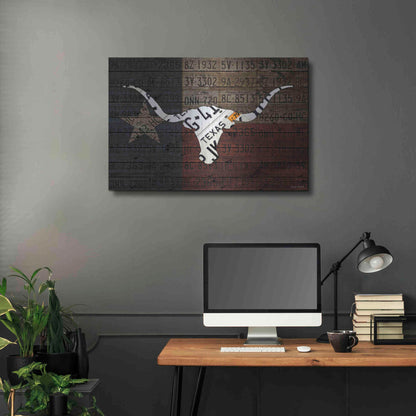 Luxe Metal Art 'Longhorn Art With Flag' by Design Turnpike, Metal Wall Art,36x24