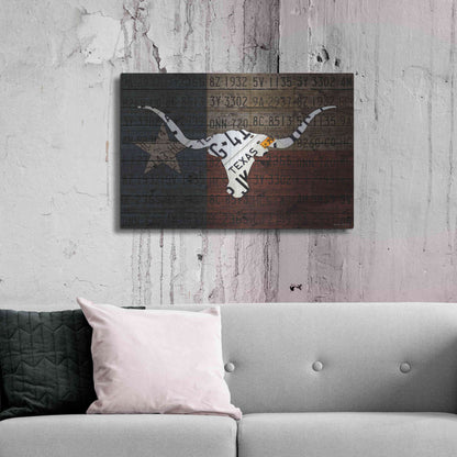 Luxe Metal Art 'Longhorn Art With Flag' by Design Turnpike, Metal Wall Art,36x24