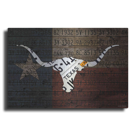 Luxe Metal Art 'Longhorn Art With Flag' by Design Turnpike, Metal Wall Art