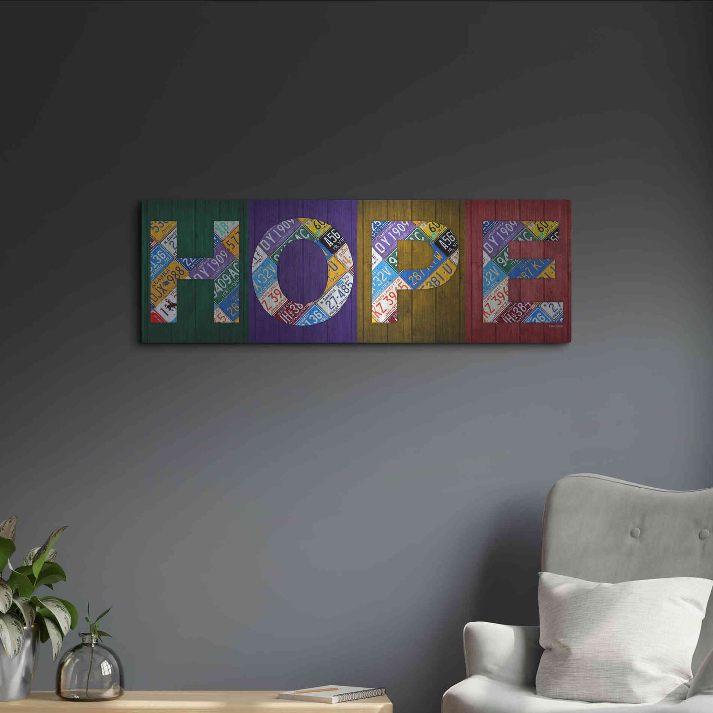 Luxe Metal Art 'Hope' by Design Turnpike, Metal Wall Art,36x12