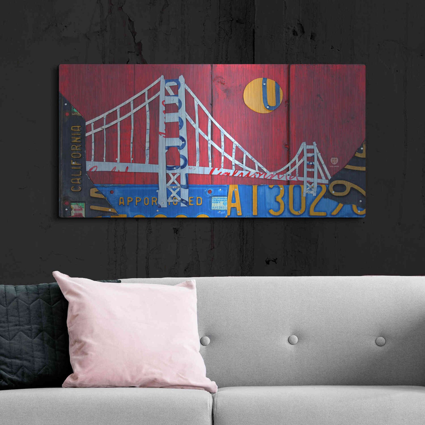 Luxe Metal Art 'Golden Gate' by Design Turnpike, Metal Wall Art,48x24