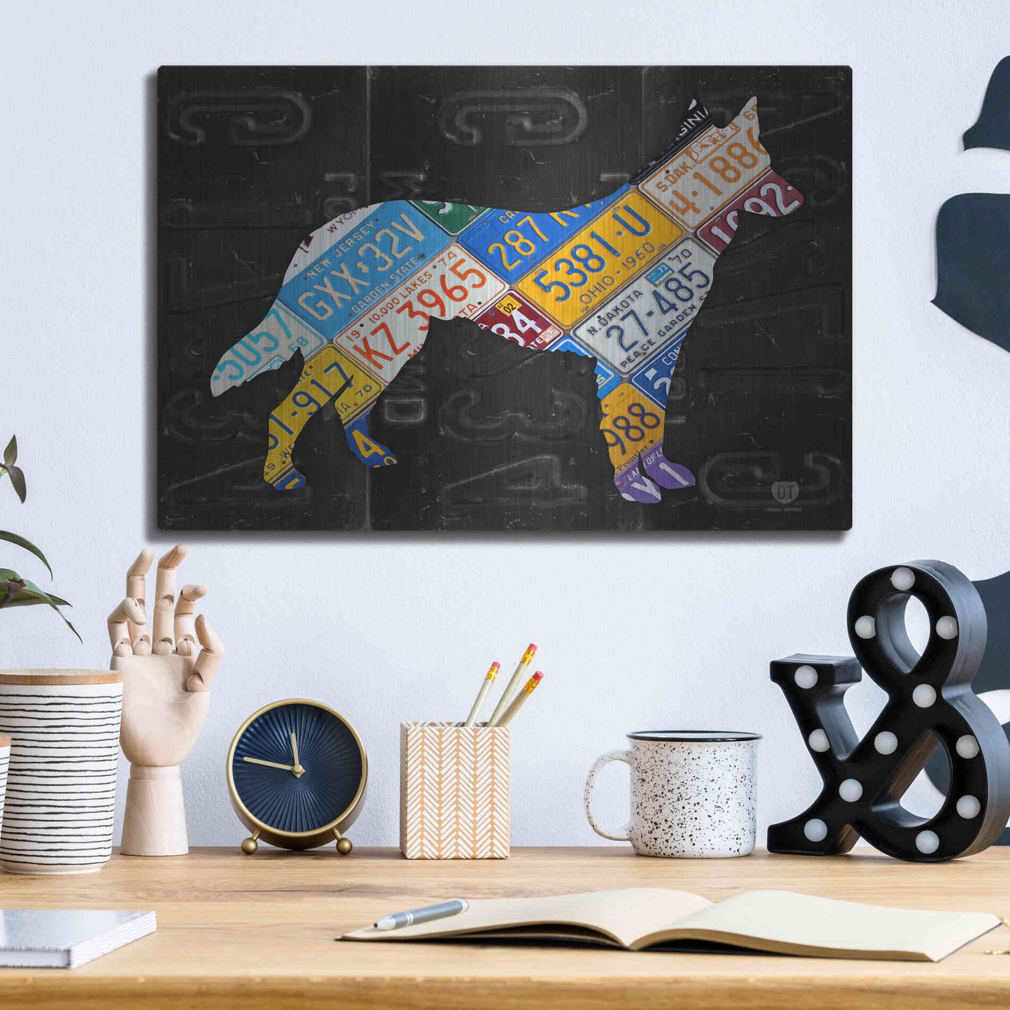 Luxe Metal Art 'German Shepherd' by Design Turnpike, Metal Wall Art,16x12