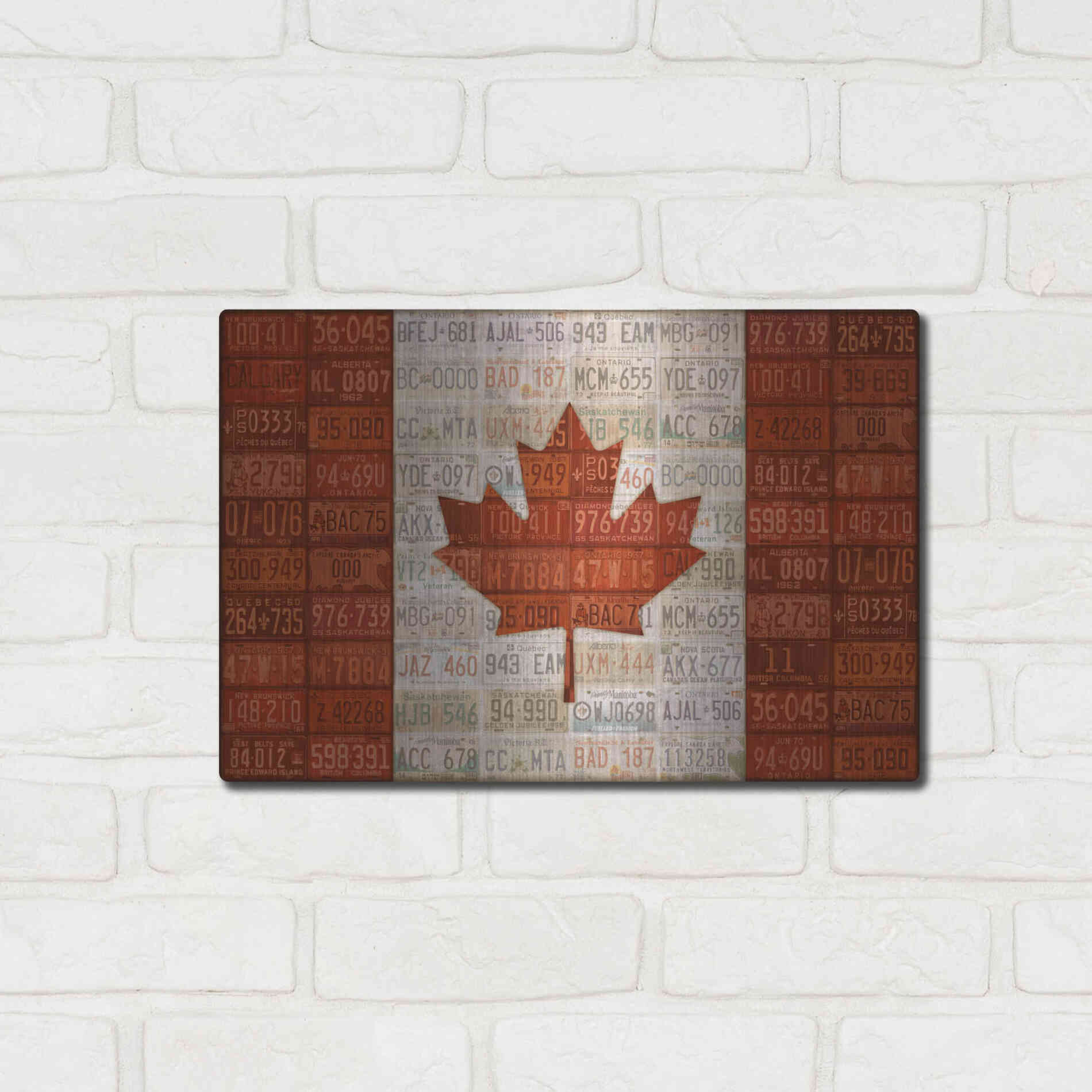 Luxe Metal Art 'Canada License Plate Flag' by Design Turnpike, Metal Wall Art,16x12