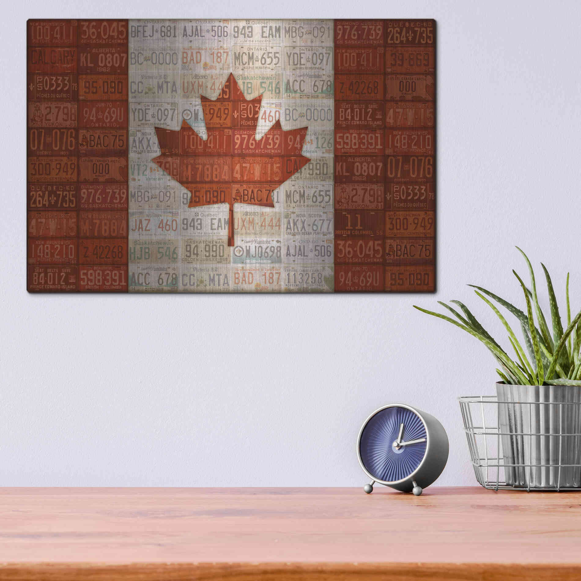 Luxe Metal Art 'Canada License Plate Flag' by Design Turnpike, Metal Wall Art,16x12