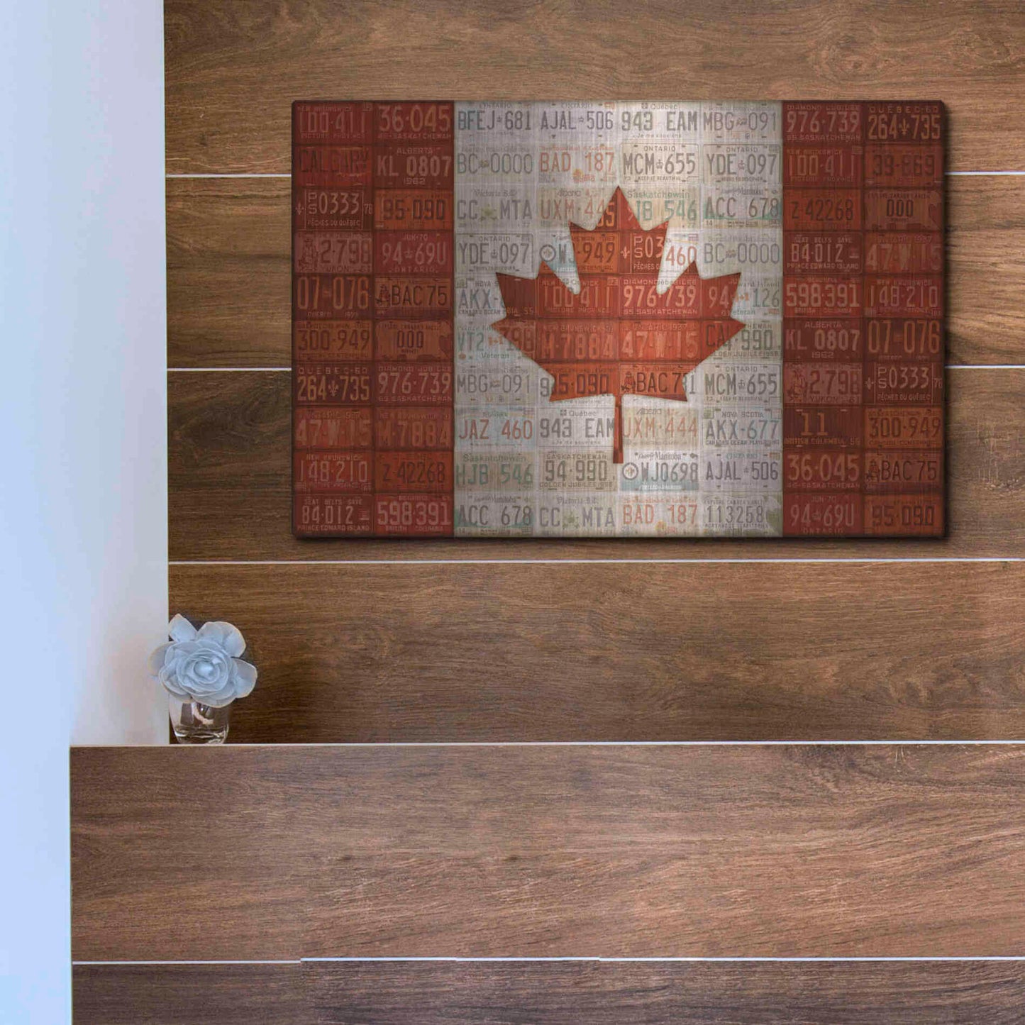 Luxe Metal Art 'Canada License Plate Flag' by Design Turnpike, Metal Wall Art,16x12