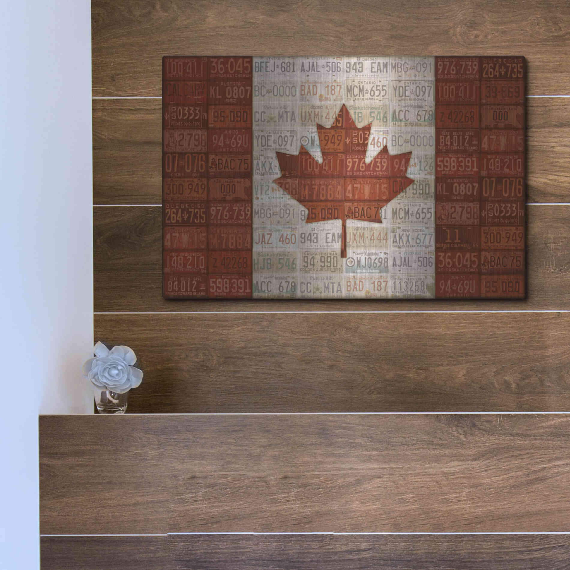 Luxe Metal Art 'Canada License Plate Flag' by Design Turnpike, Metal Wall Art,16x12