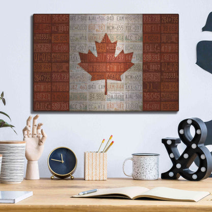 Luxe Metal Art 'Canada License Plate Flag' by Design Turnpike, Metal Wall Art,16x12