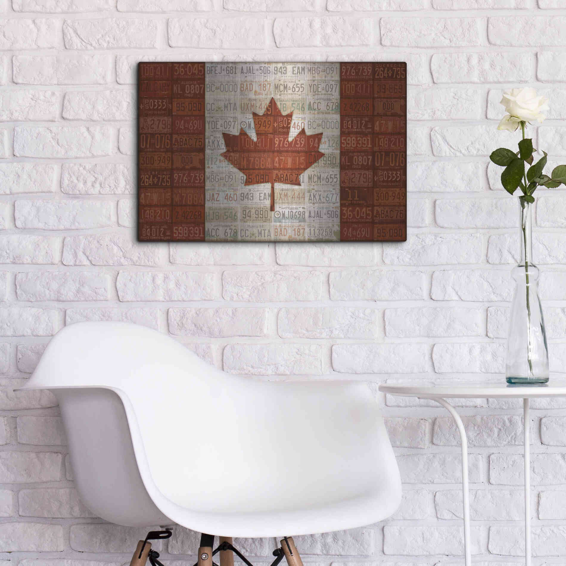 Luxe Metal Art 'Canada License Plate Flag' by Design Turnpike, Metal Wall Art,24x16