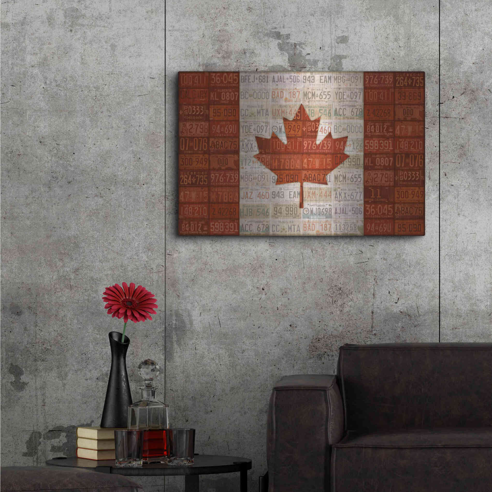 Luxe Metal Art 'Canada License Plate Flag' by Design Turnpike, Metal Wall Art,36x24