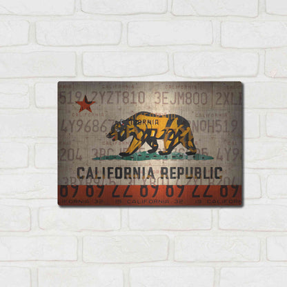 Luxe Metal Art 'Cali State Flag License Plates' by Design Turnpike, Metal Wall Art,16x12