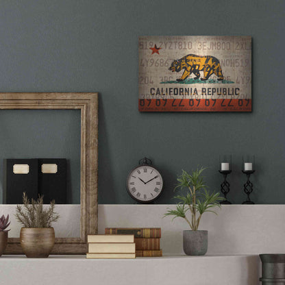 Luxe Metal Art 'Cali State Flag License Plates' by Design Turnpike, Metal Wall Art,16x12