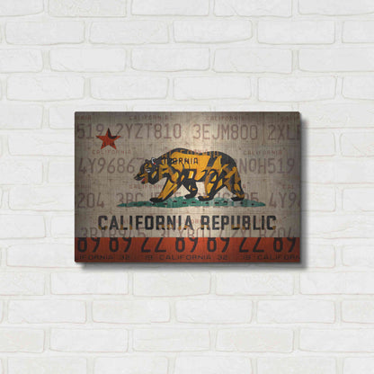 Luxe Metal Art 'Cali State Flag License Plates' by Design Turnpike, Metal Wall Art,24x16