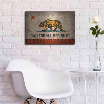 Luxe Metal Art 'Cali State Flag License Plates' by Design Turnpike, Metal Wall Art,24x16