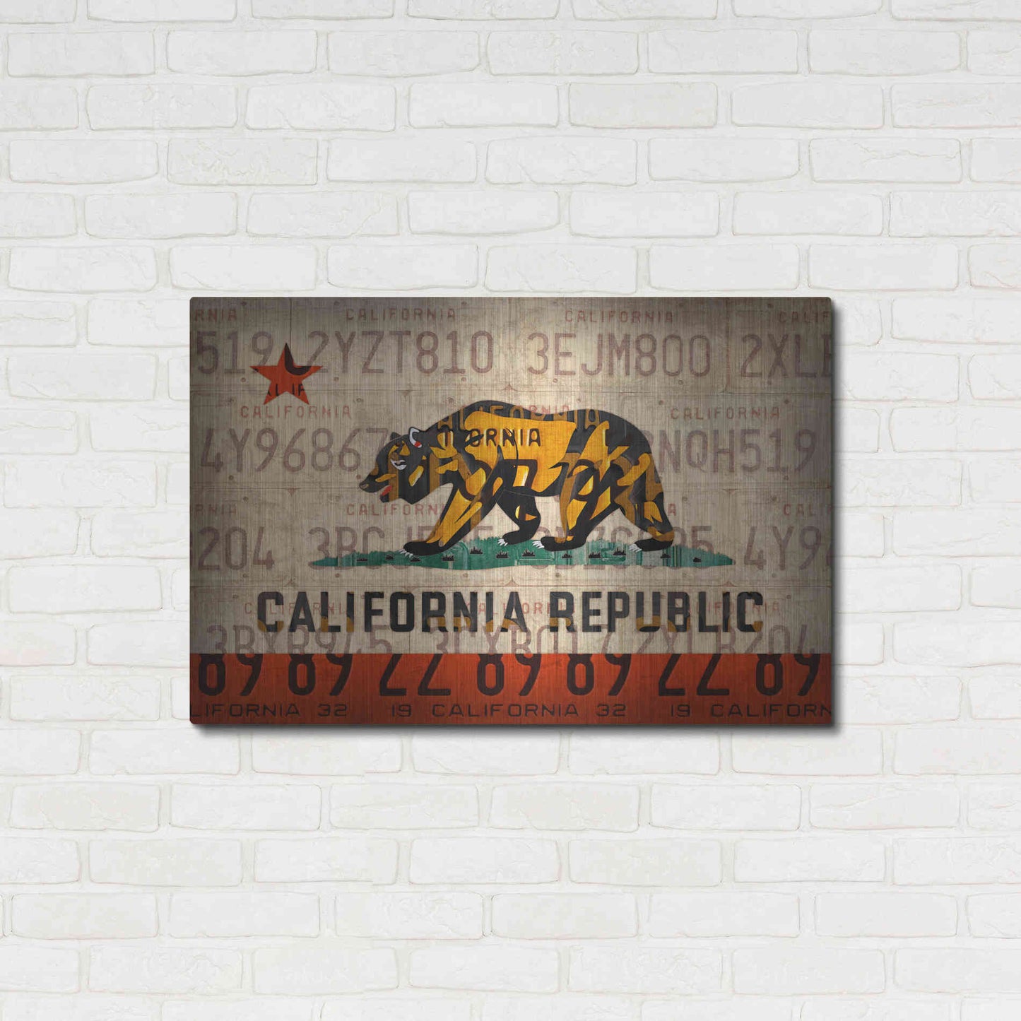 Luxe Metal Art 'Cali State Flag License Plates' by Design Turnpike, Metal Wall Art,36x24