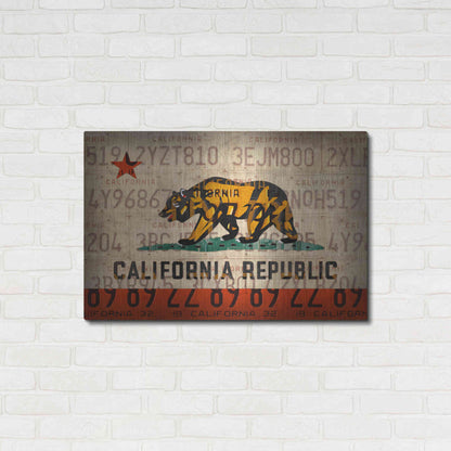 Luxe Metal Art 'Cali State Flag License Plates' by Design Turnpike, Metal Wall Art,36x24