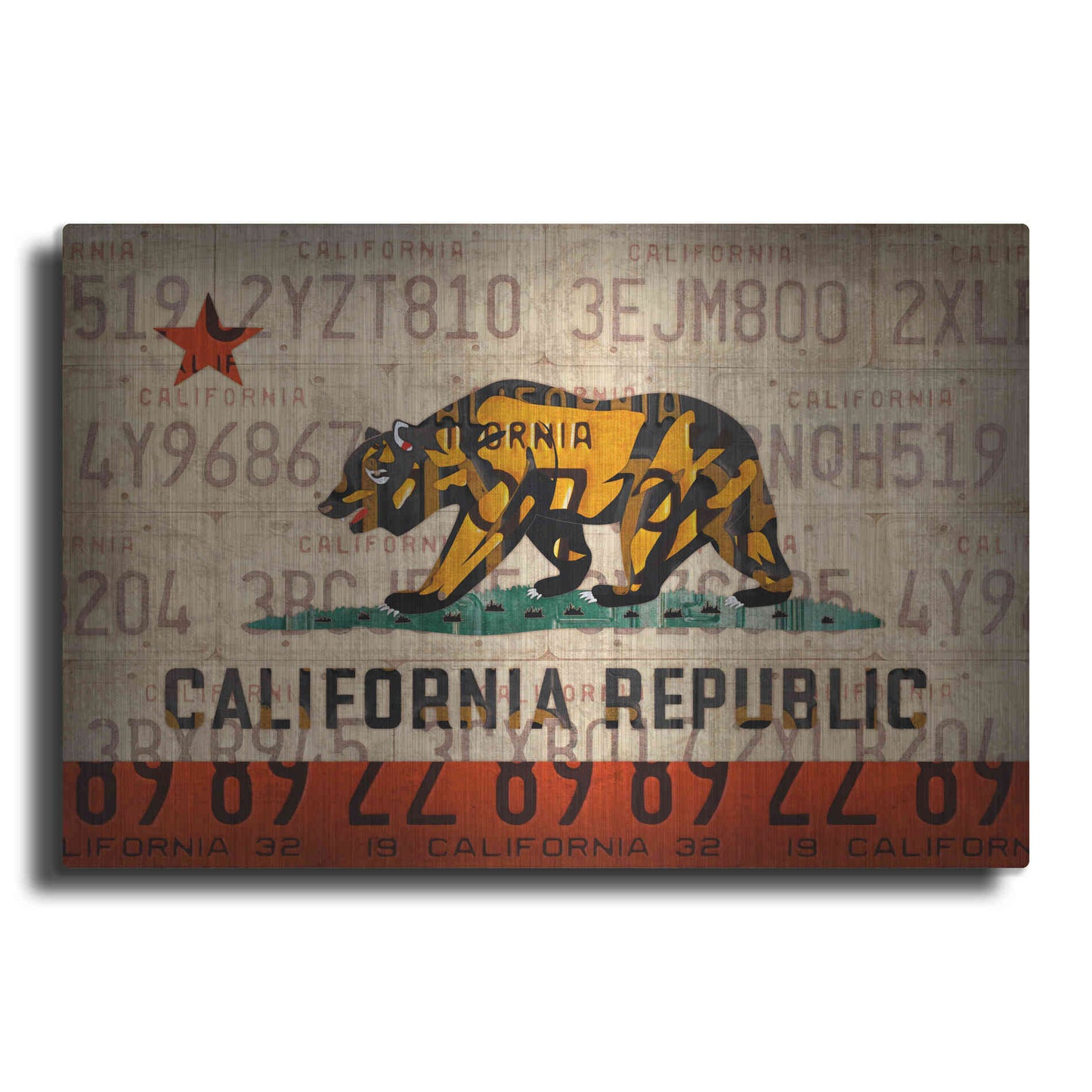 Luxe Metal Art 'Cali State Flag License Plates' by Design Turnpike, Metal Wall Art