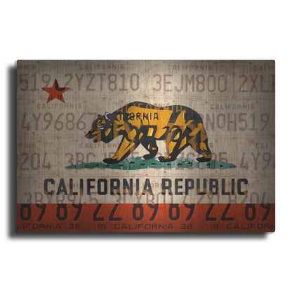 Luxe Metal Art 'Cali State Flag License Plates' by Design Turnpike, Metal Wall Art