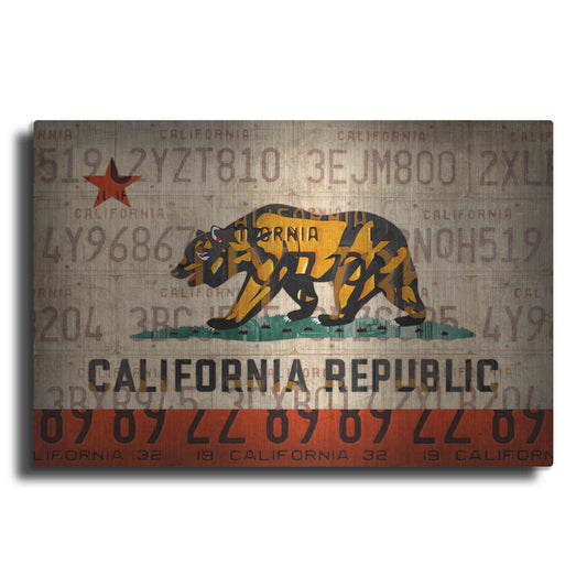 Luxe Metal Art 'Cali State Flag License Plates' by Design Turnpike, Metal Wall Art