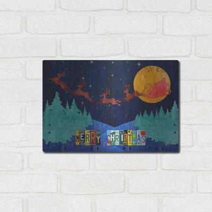 Luxe Metal Art 'Santa Sleigh - Merry Christmas' by Design Turnpike, Metal Wall Art,16x12