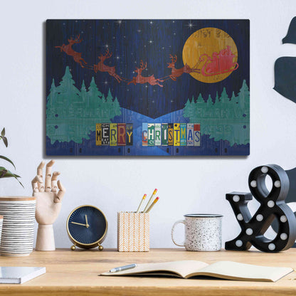 Luxe Metal Art 'Santa Sleigh - Merry Christmas' by Design Turnpike, Metal Wall Art,16x12