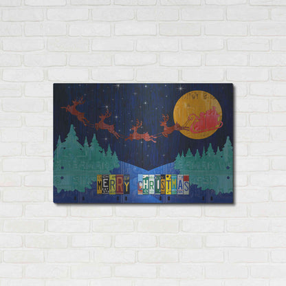 Luxe Metal Art 'Santa Sleigh - Merry Christmas' by Design Turnpike, Metal Wall Art,36x24