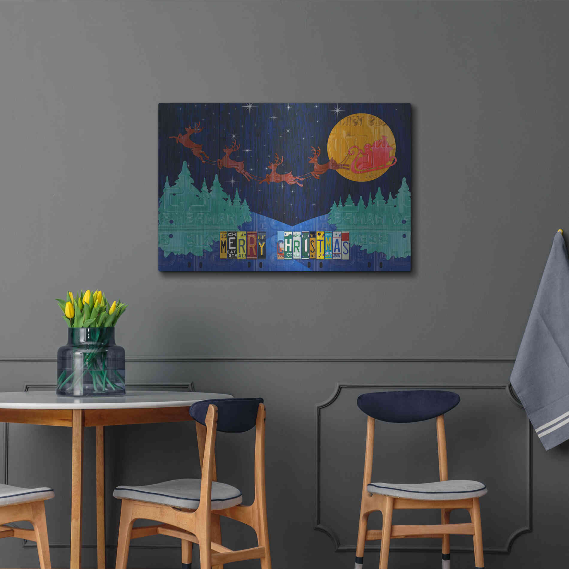 Luxe Metal Art 'Santa Sleigh - Merry Christmas' by Design Turnpike, Metal Wall Art,36x24