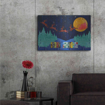 Luxe Metal Art 'Santa Sleigh - Merry Christmas' by Design Turnpike, Metal Wall Art,36x24