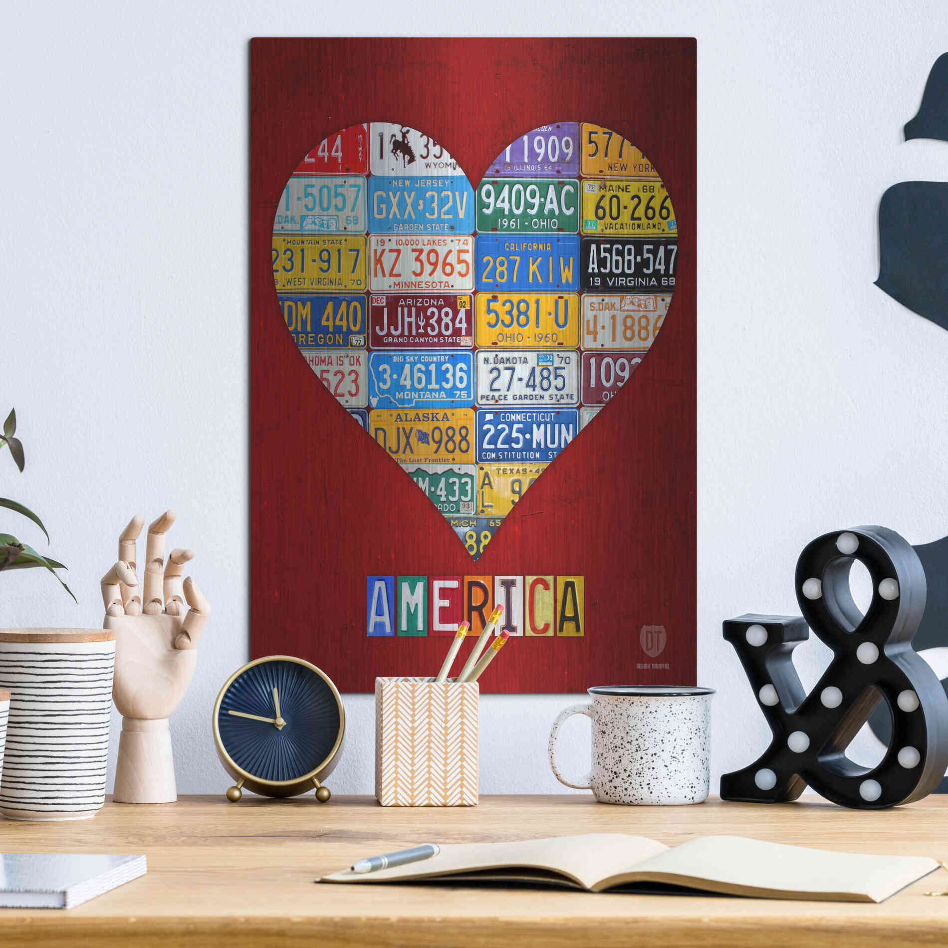 Luxe Metal Art 'America' by Design Turnpike, Metal Wall Art,12x16