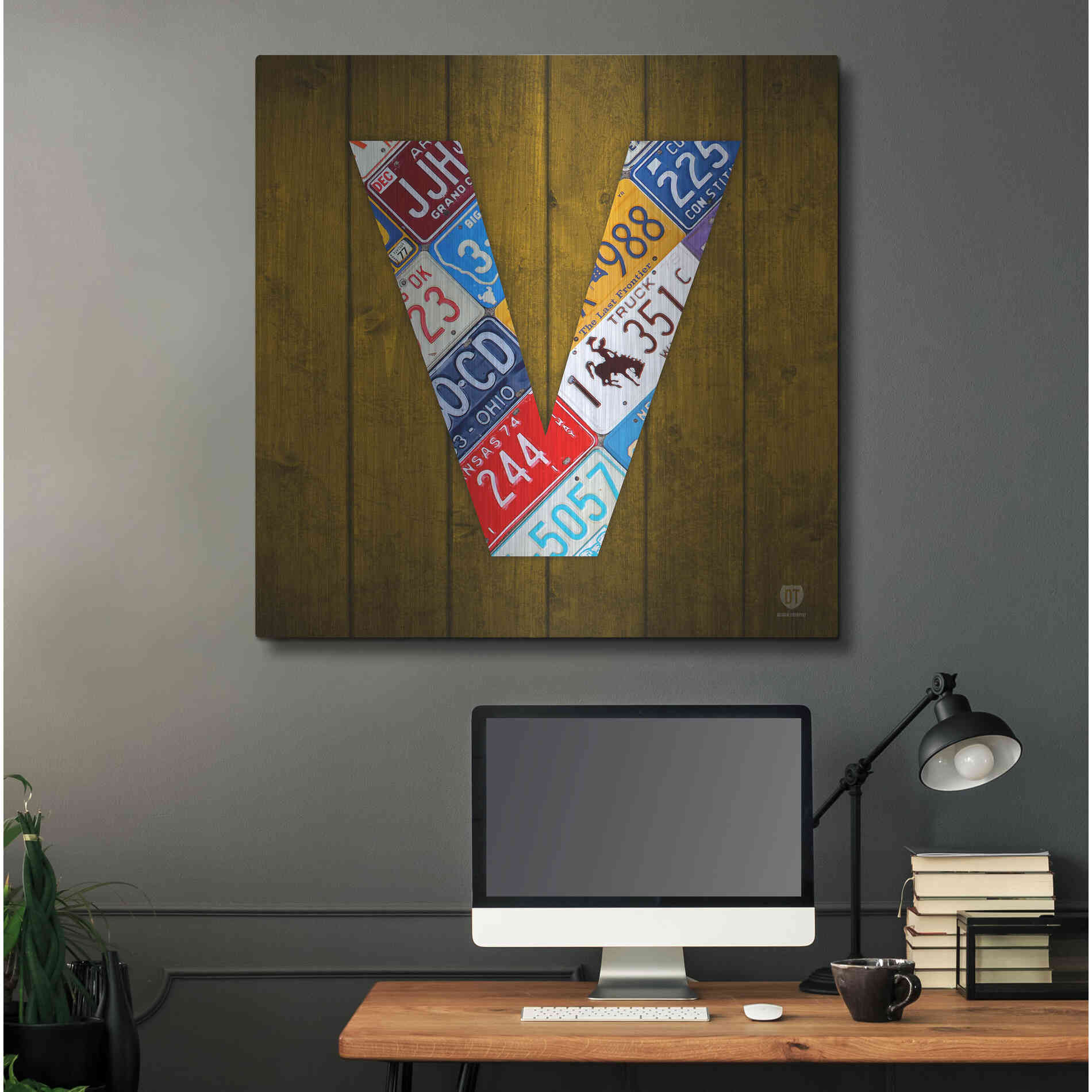 Luxe Metal Art 'V' by Design Turnpike, Metal Wall Art,36x36