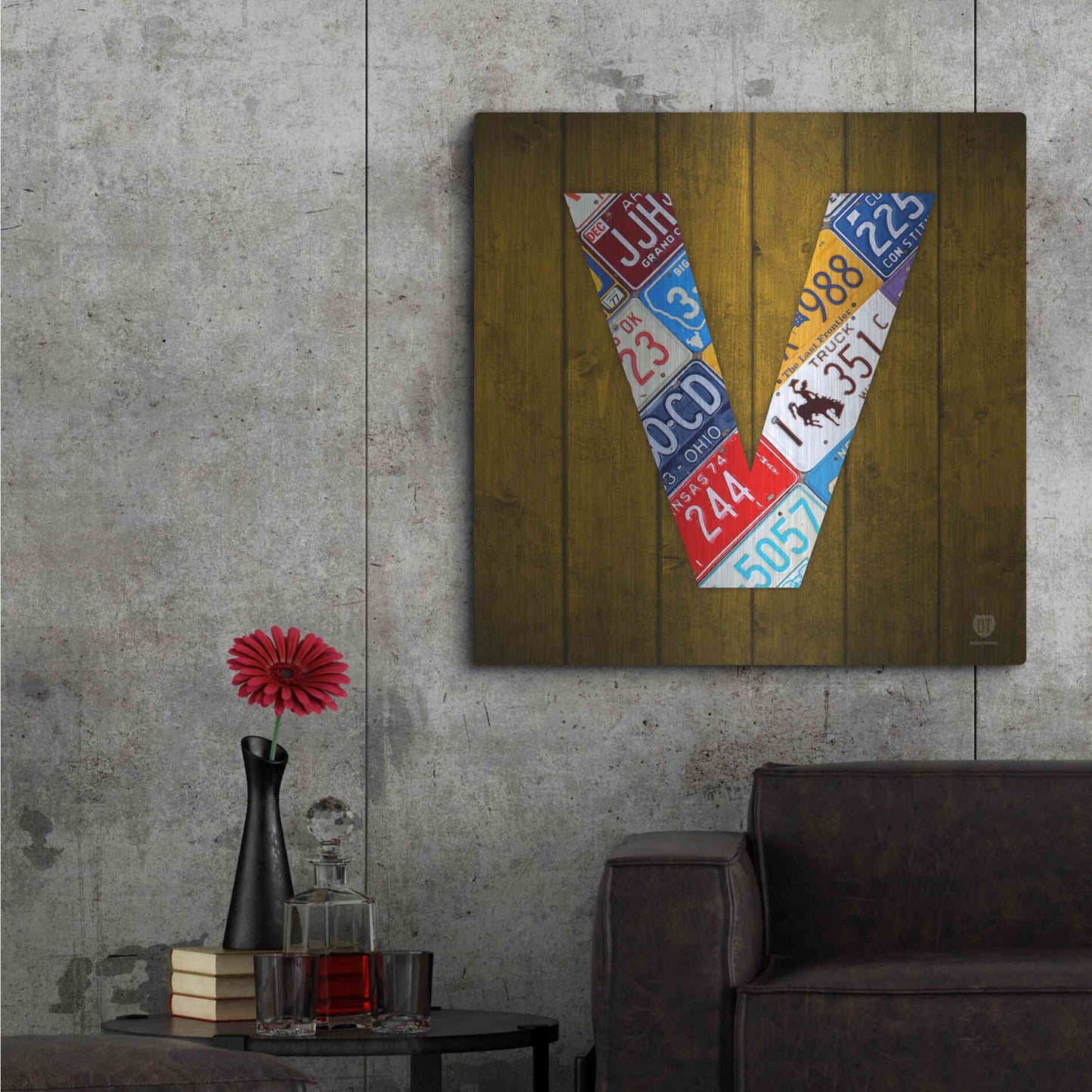 Luxe Metal Art 'V' by Design Turnpike, Metal Wall Art,36x36