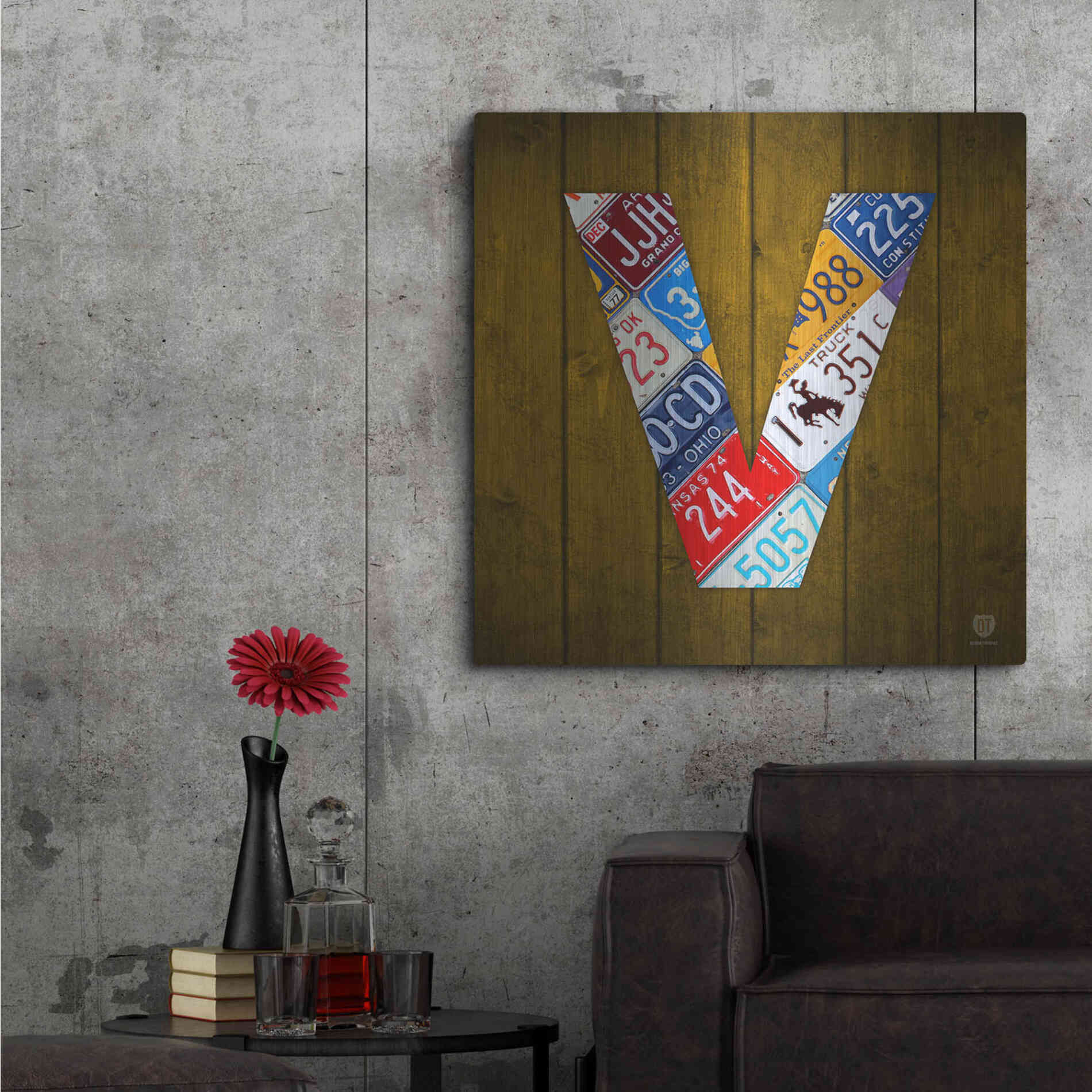 Luxe Metal Art 'V' by Design Turnpike, Metal Wall Art,36x36