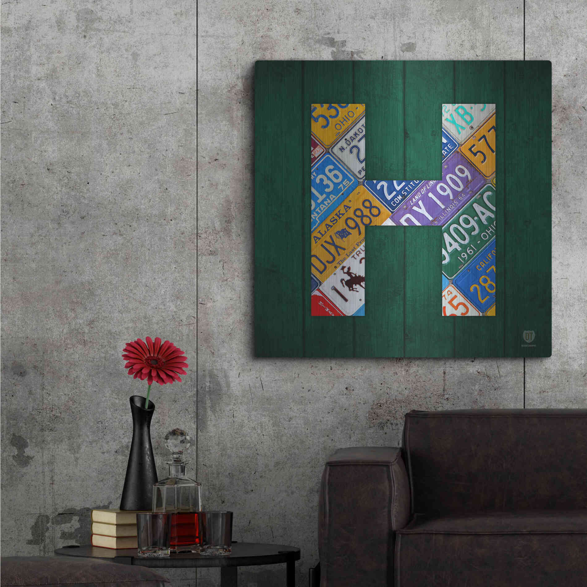 Luxe Metal Art 'H' by Design Turnpike, Metal Wall Art,36x36