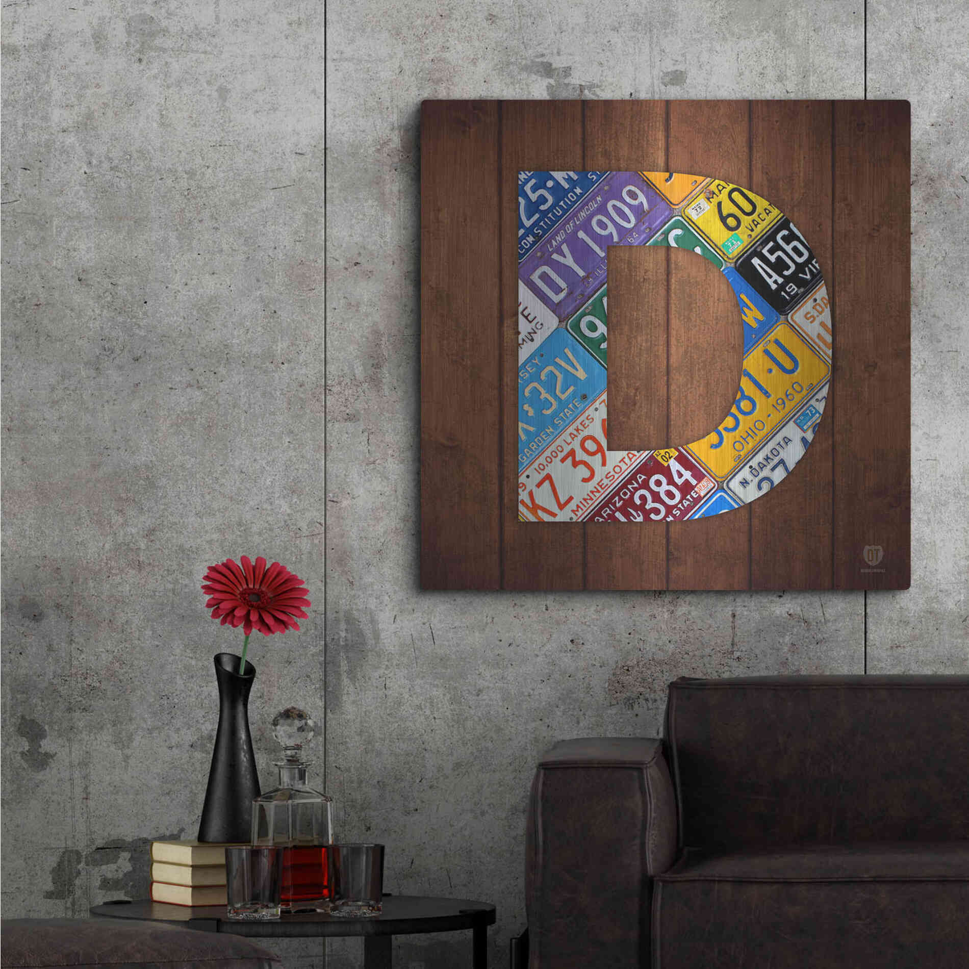 Luxe Metal Art 'D' by Design Turnpike, Metal Wall Art,36x36