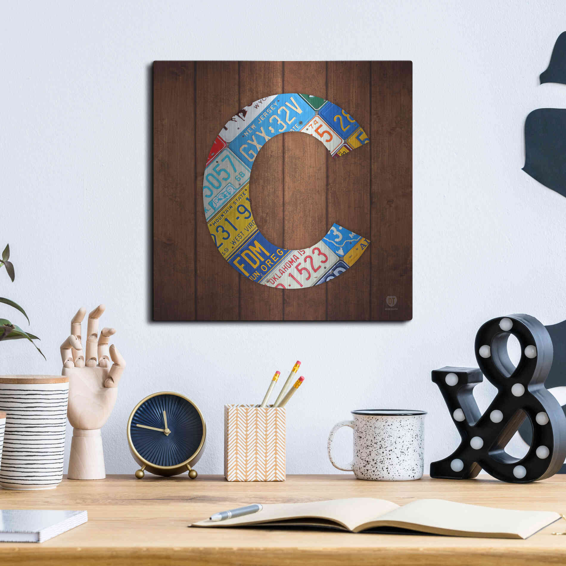 Luxe Metal Art 'C' by Design Turnpike, Metal Wall Art,12x12