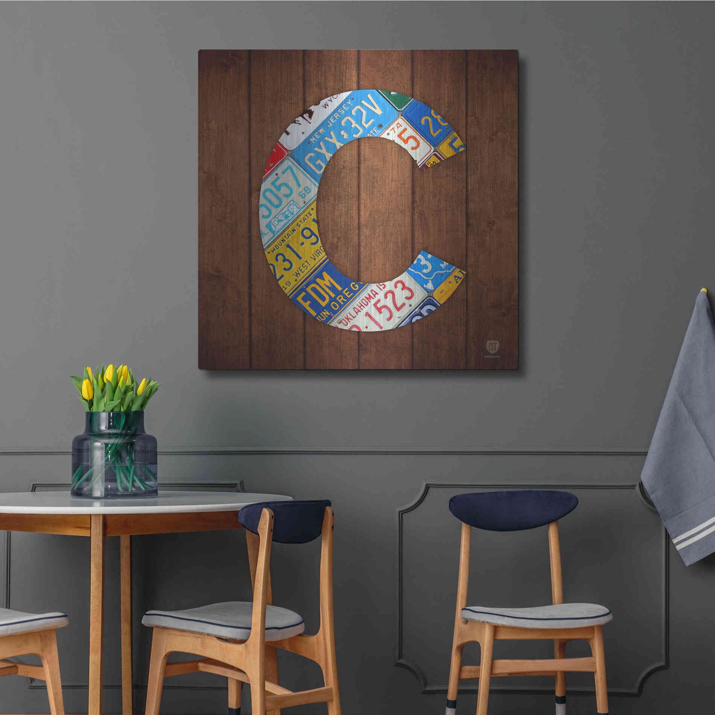 Luxe Metal Art 'C' by Design Turnpike, Metal Wall Art,36x36