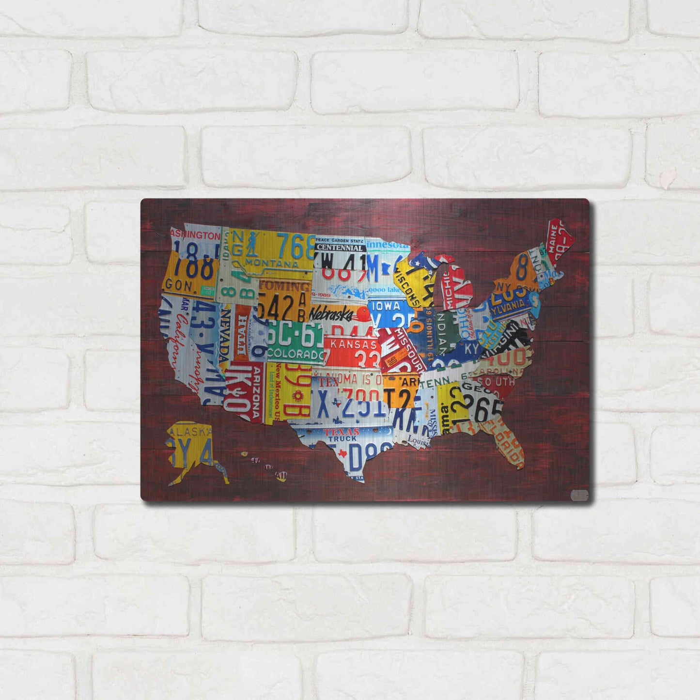 Luxe Metal Art 'USA Map Edition 15' by Design Turnpike, Metal Wall Art,16x12