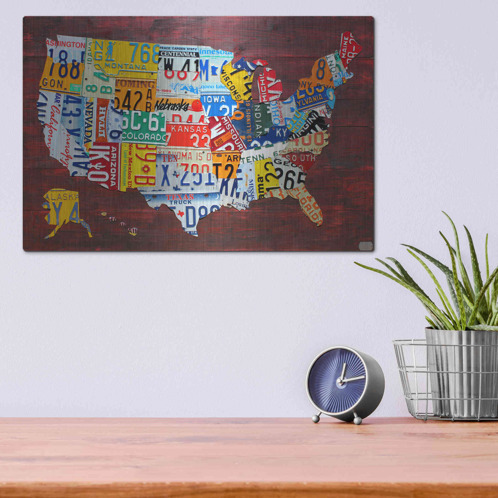 Luxe Metal Art 'USA Map Edition 15' by Design Turnpike, Metal Wall Art,16x12