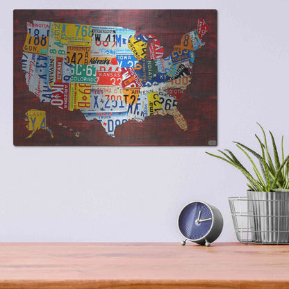 Luxe Metal Art 'USA Map Edition 15' by Design Turnpike, Metal Wall Art,16x12
