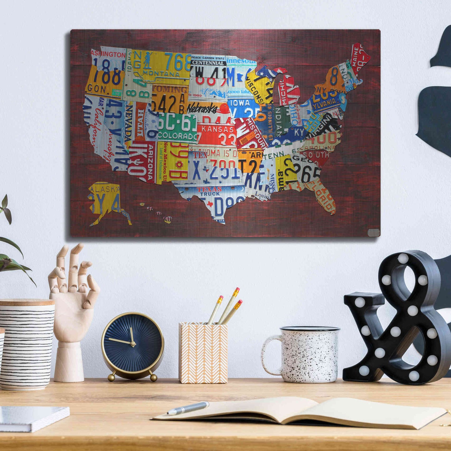 Luxe Metal Art 'USA Map Edition 15' by Design Turnpike, Metal Wall Art,16x12